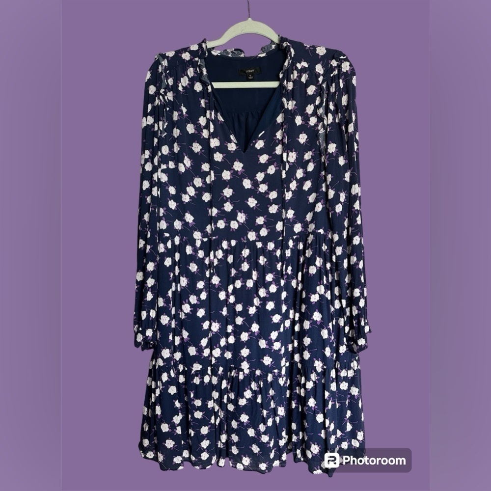 Tie-Neck Tiered Dress - Scattered Peony Print​​​​​​​​